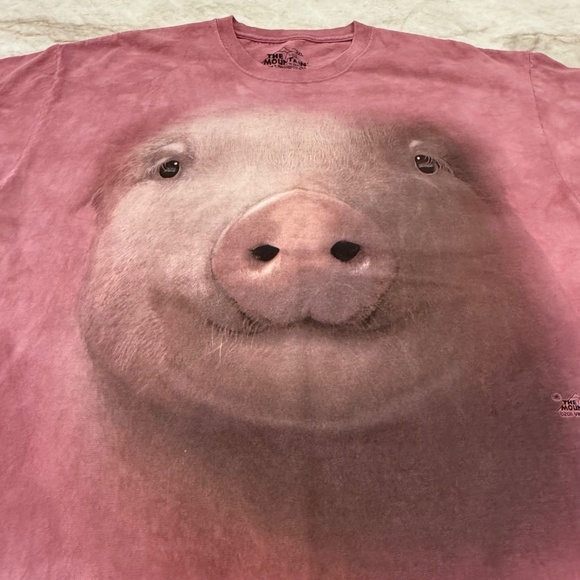 The‎ Mountain ~ Pig Face Close-Up 100% Cotton T-Shirt; Pink; Size 2XL - Picture 3 of 7